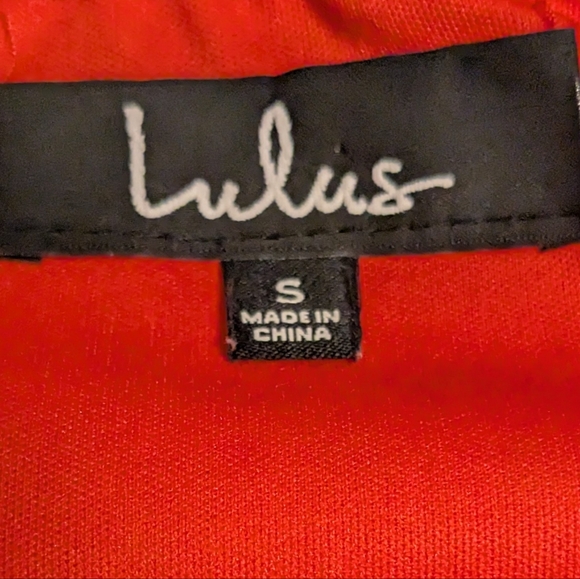 Lulu's Forevormore Orange Red Fit and Flare Halter Dress Chiffon Overlay Sz. S - Picture 11 of 13